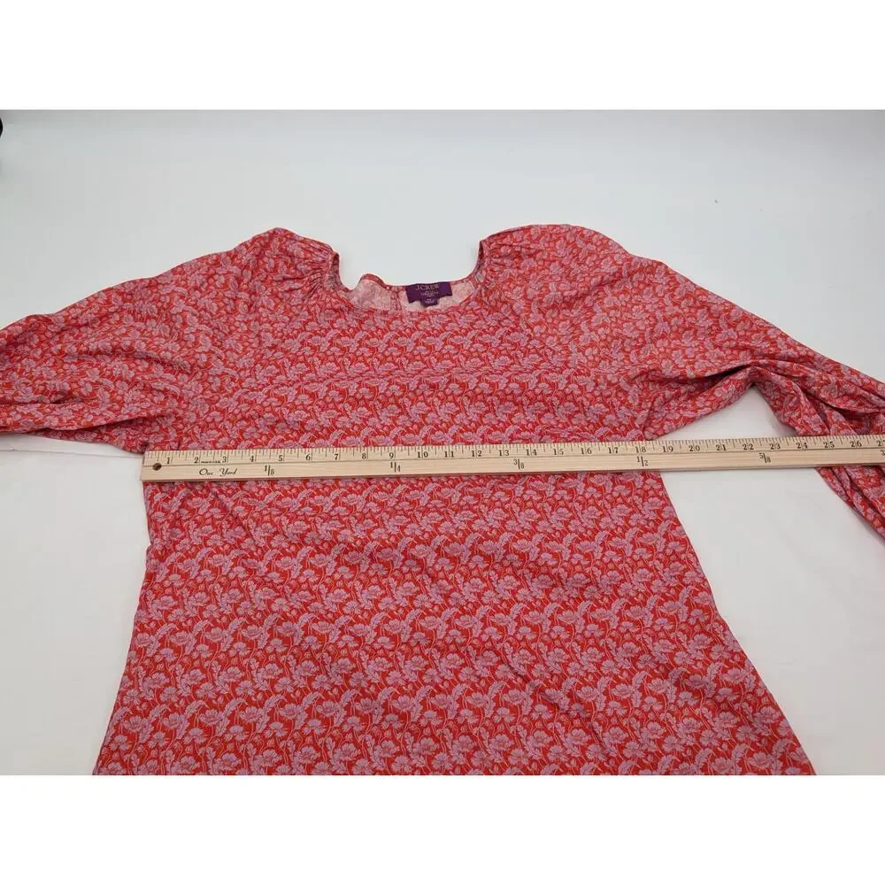 J.Crew Liberty London Toutouayette Red Floral Medium Cottagecore Puff Sleeve